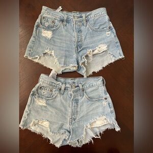 Levis 501 set Distressed Denim Women Shorts size w24/w25